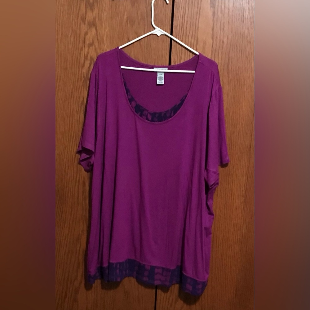 Catherines Size 2XWP Women's Scoop Neck Tunic Top - Purple Shirt